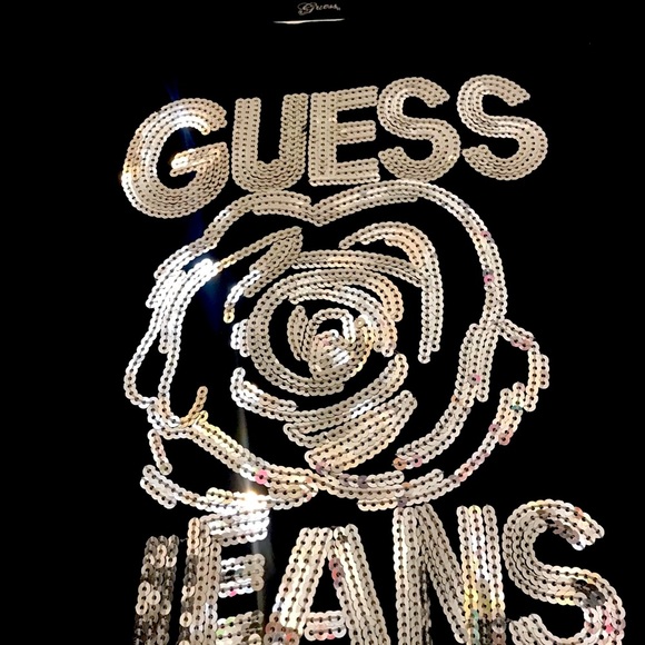 Guess Ladies Sequin Logo Tee - Picture 4 of 4